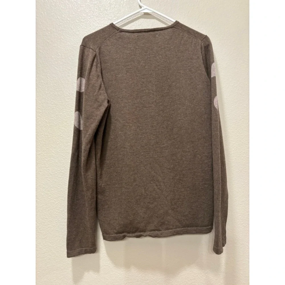 Mansted Denmark Merino Wool Cotton Floral Intarsia Sweater Brown Womens Large